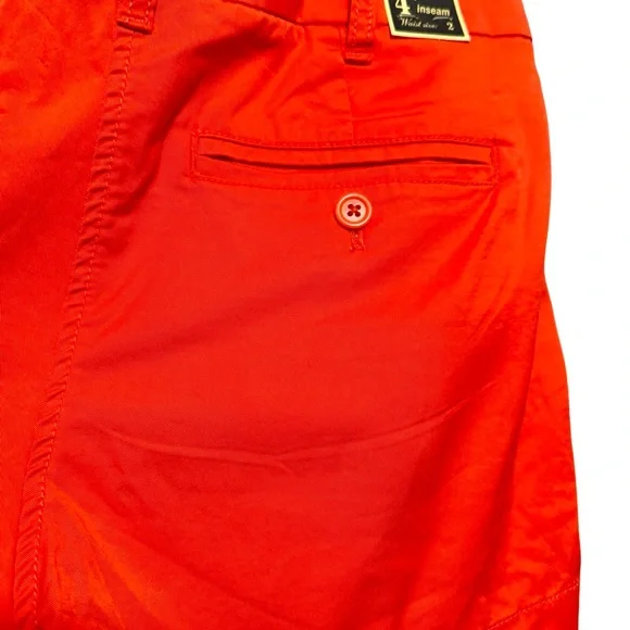 J.Crew Chino NEW 4” Cotton Flat Front Shorts in Vivid Flame size 2 - Picture 10 of 14
